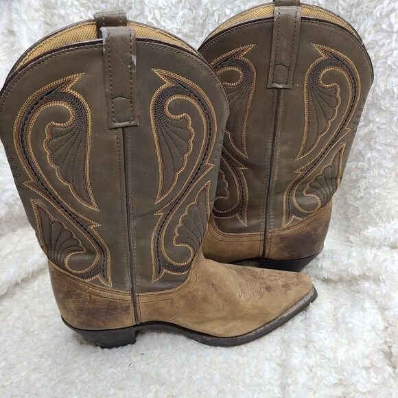Laredo Lea Vamp Fox 5732 Embroidered Leather Western Boots sz 10 - Picture 5 of 10